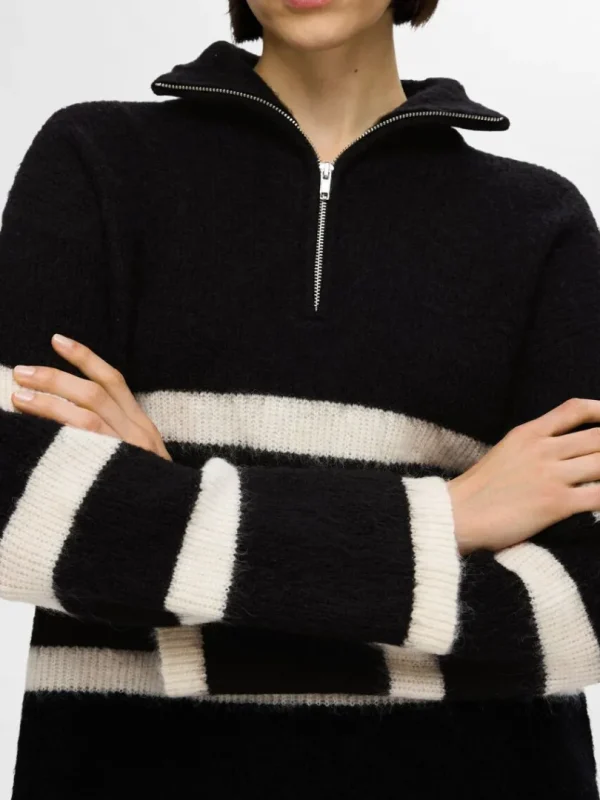 Strik>SELECTED KORT LYNLÅS PULLOVER Black