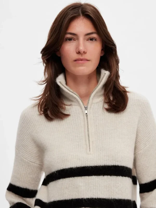 Strik>SELECTED KORT LYNLÅS PULLOVER Beige