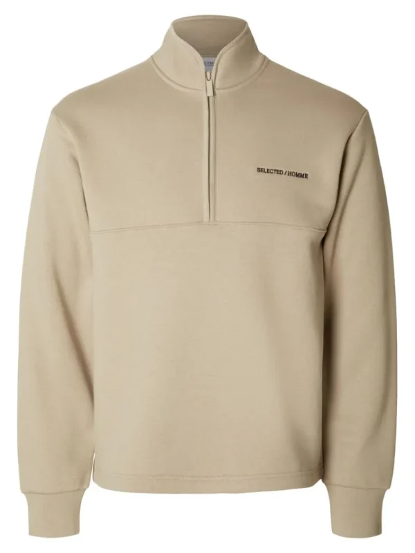 Hættetrøjer & Sweatshirts>SELECTED KORT LYNLÅS PULLOVER Beige