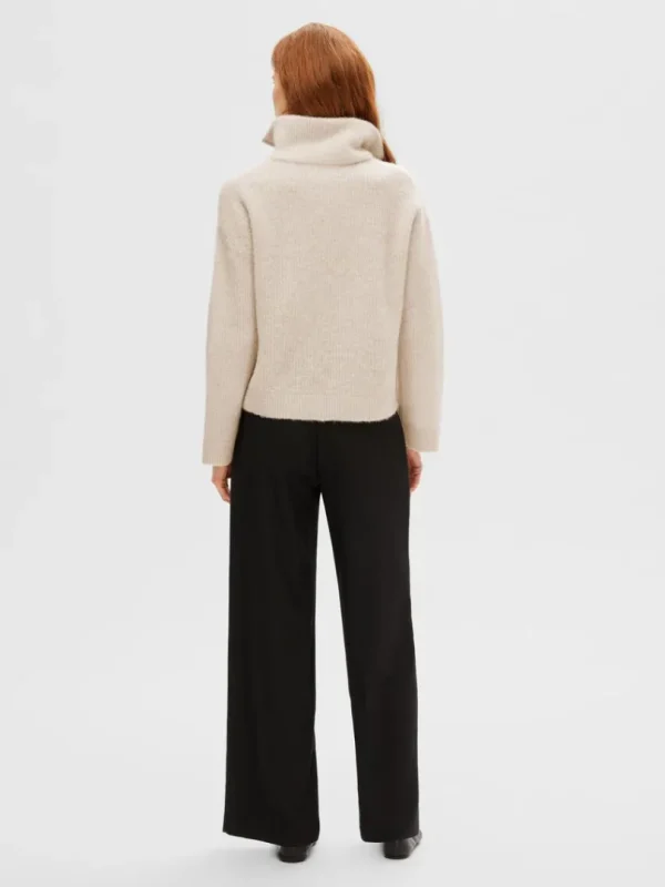 Strik>SELECTED KORT LYNLÅS PULLOVER Beige