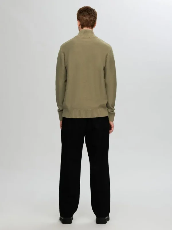 Strik>SELECTED KORT LYNLÅS PULLOVER Green