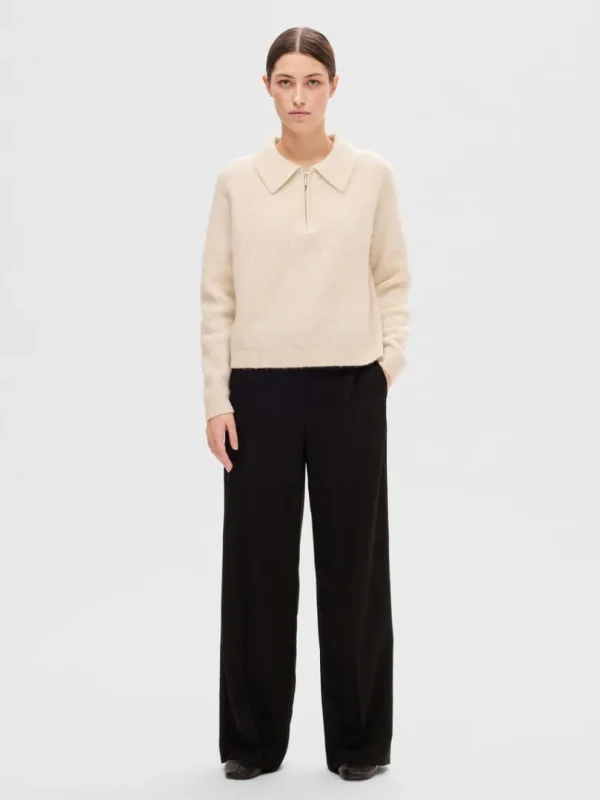 Strik>SELECTED KORT LYNLÅS STRIKKET TOP Beige