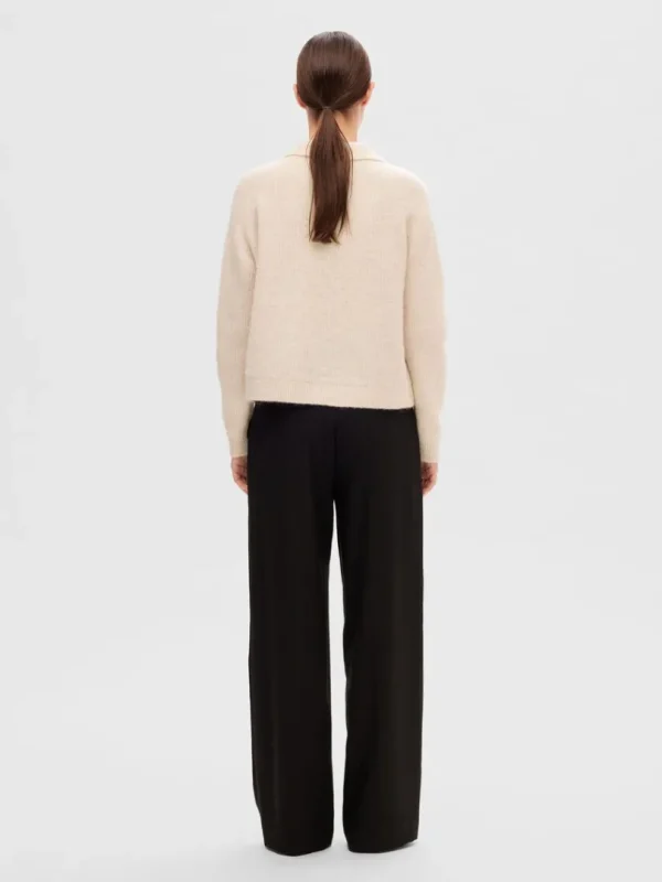 Strik>SELECTED KORT LYNLÅS STRIKKET TOP Beige