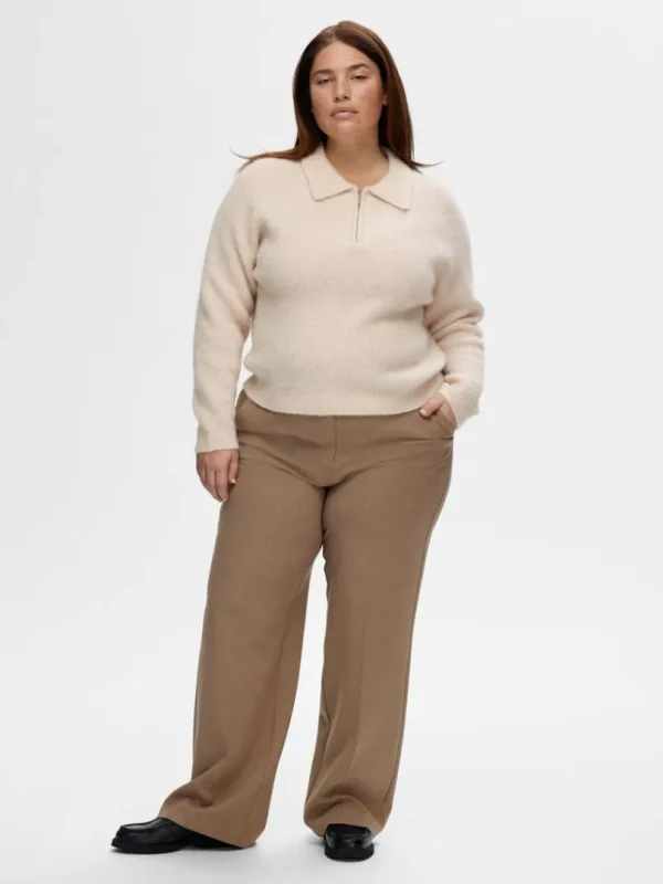 Strik>SELECTED KORT LYNLÅS STRIKKET TOP Beige