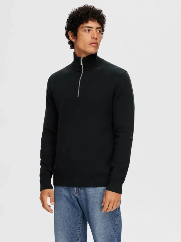 Strik>SELECTED KORT LYNLÅS STRIKTRØJE Black