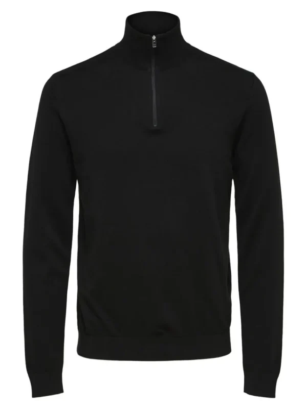 Strik>SELECTED KORT LYNLÅS STRIKTRØJE Black