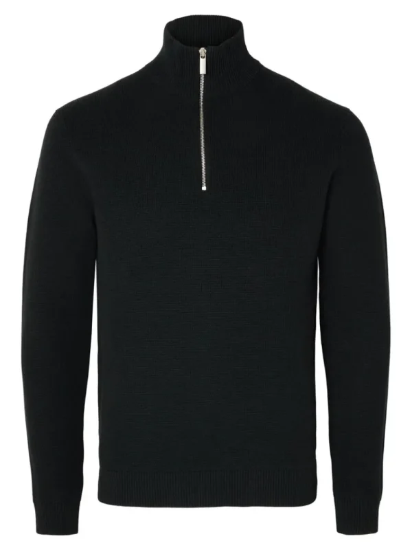Strik>SELECTED KORT LYNLÅS STRIKTRØJE Black