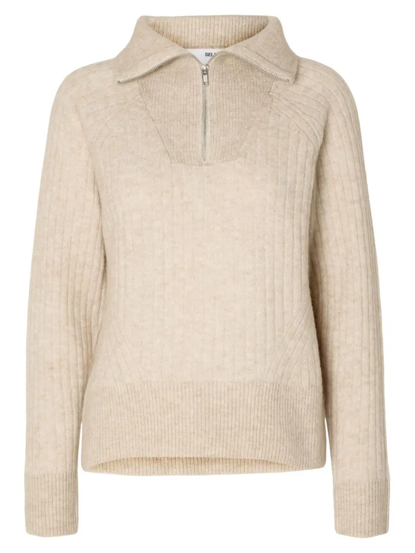kort_lynls_striktrje_5.webp Strik>SELECTED KORT LYNLÅS STRIKTRØJE Beige