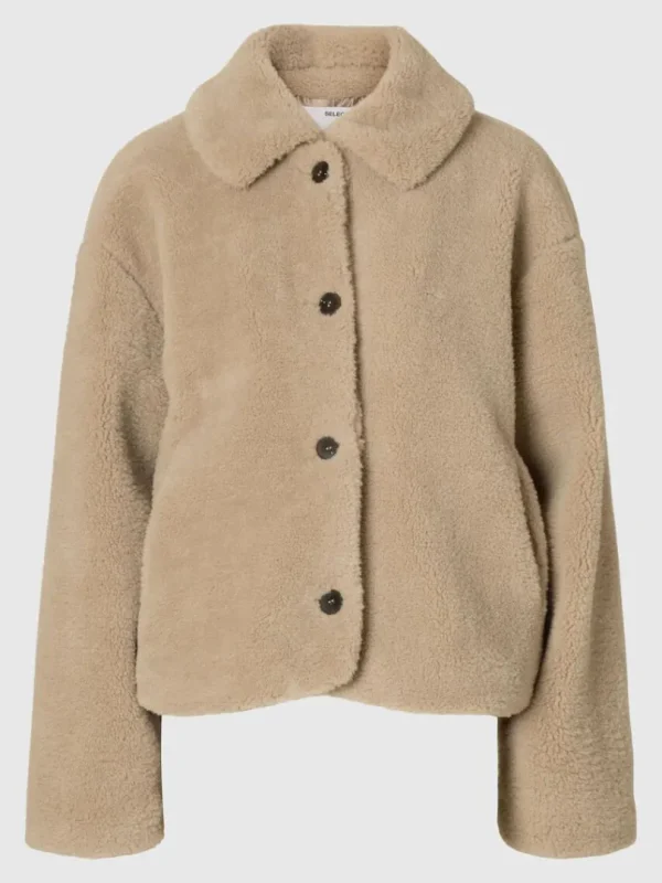 Overtøj>SELECTED KORT TEDDY-JAKKE Brown