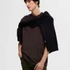T-shirts>SELECTED KORTÆRMET AFSLAPPET FIT T-SHIRT Brown
