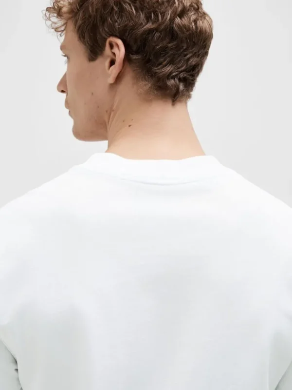 T-shirts>SELECTED KORTÆRMET AFSLAPPET FIT T-SHIRT White