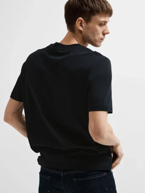 T-shirts>SELECTED KORTÆRMET AFSLAPPET FIT T-SHIRT Black