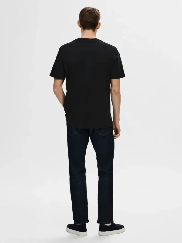 T-shirts>SELECTED KORTÆRMET AFSLAPPET FIT T-SHIRT Black
