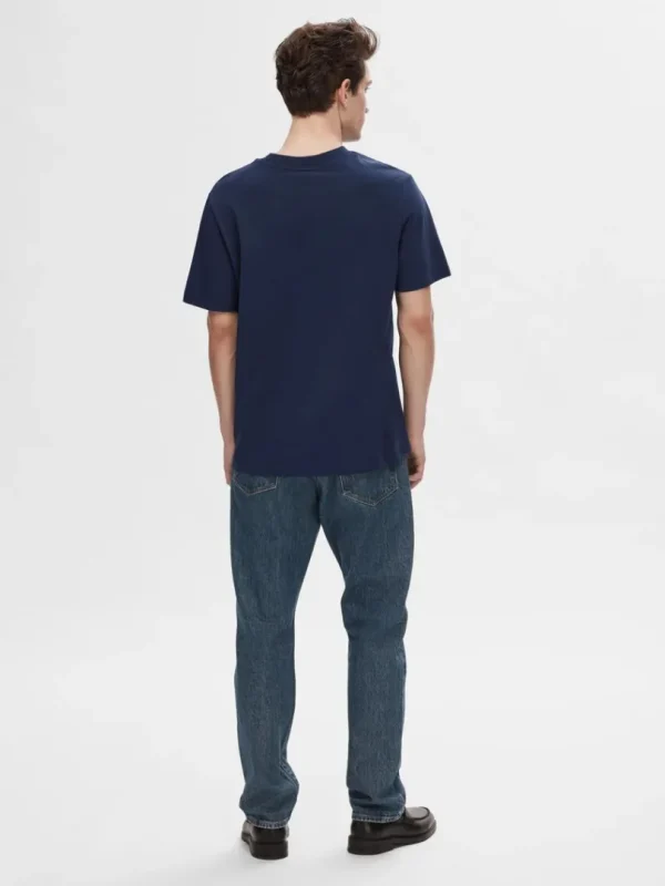 T-shirts>SELECTED KORTÆRMET AFSLAPPET FIT T-SHIRT Blue