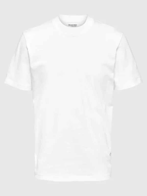 T-shirts>SELECTED KORTÆRMET AFSLAPPET FIT T-SHIRT White