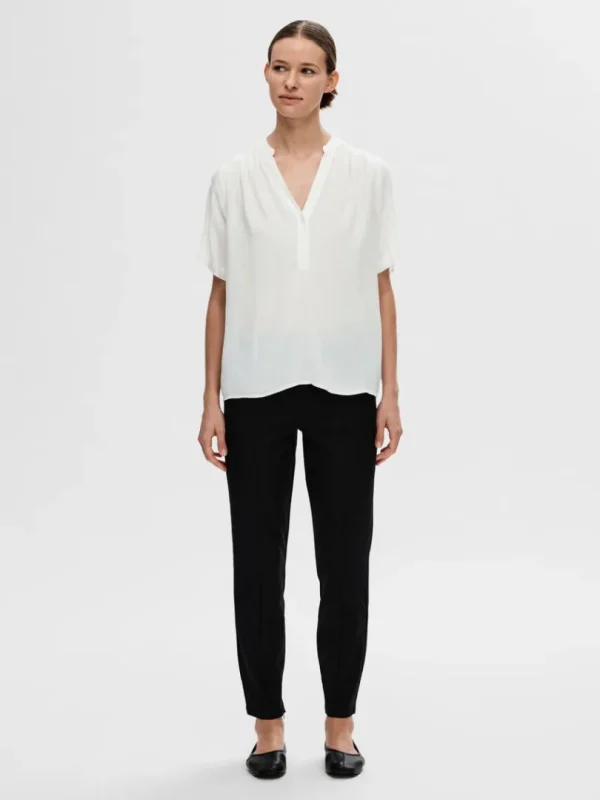 Toppe Og Bluser>SELECTED KORTÆRMET BLUSE White