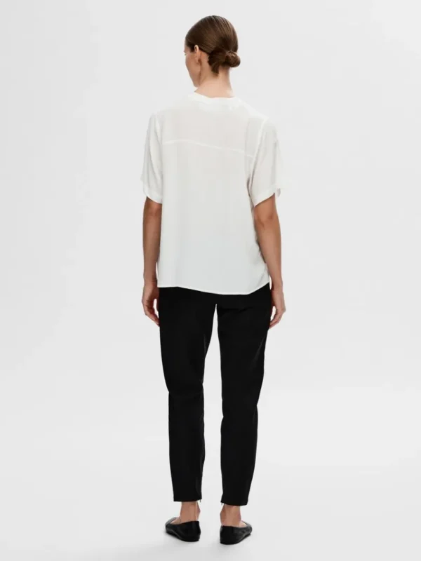 Toppe Og Bluser>SELECTED KORTÆRMET BLUSE White