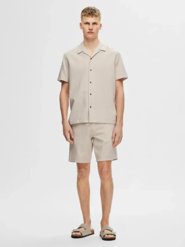 Skjorter>SELECTED KORTÆRMET BOMULD SKJORTE Beige