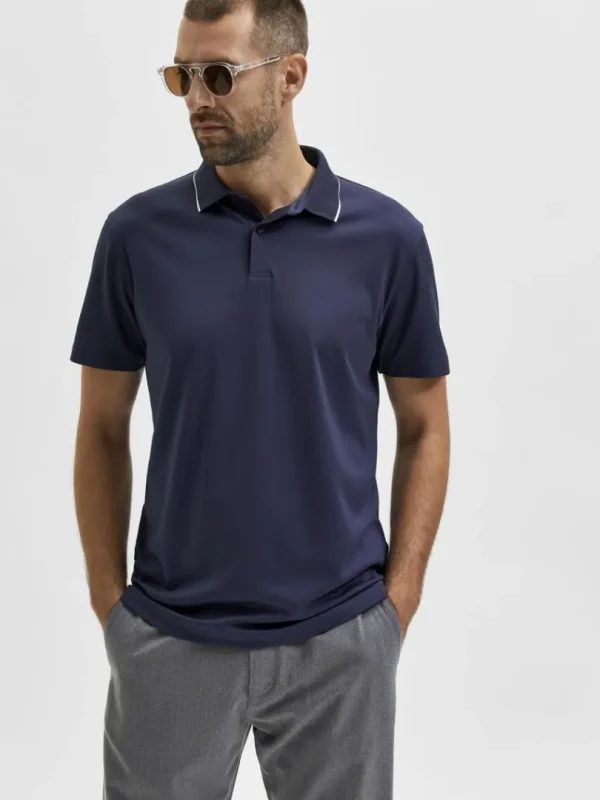 Poloer>SELECTED KORTÆRMET COOLMAX® POLO Blue