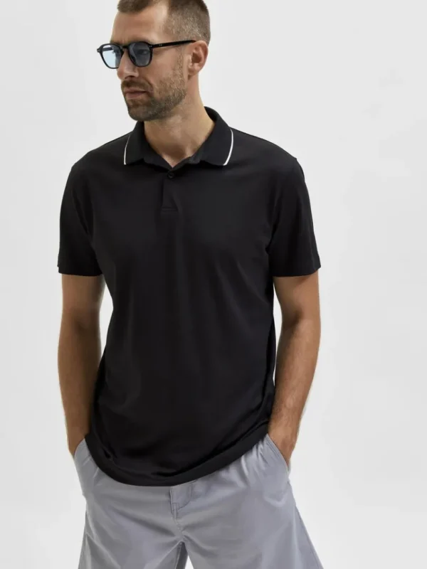 Poloer>SELECTED KORTÆRMET COOLMAX® POLO Black