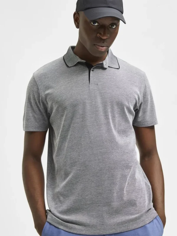 Poloer>SELECTED KORTÆRMET COOLMAX® POLO Grey