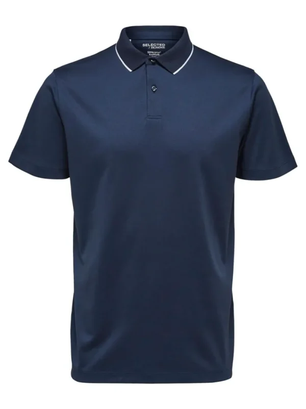 Poloer>SELECTED KORTÆRMET COOLMAX® POLO Blue