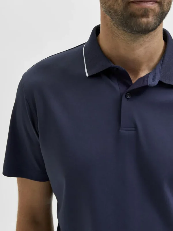 Poloer>SELECTED KORTÆRMET COOLMAX® POLO Blue