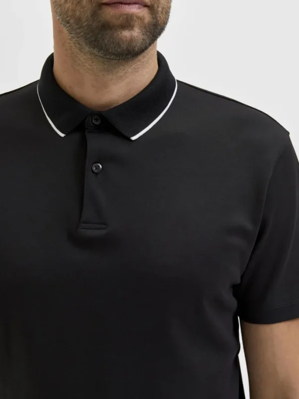 Poloer>SELECTED KORTÆRMET COOLMAX® POLO Black