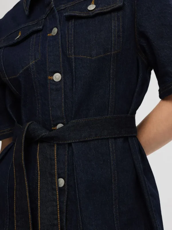 Kjoler>SELECTED KORTÆRMET DENIMKJOLE Blue