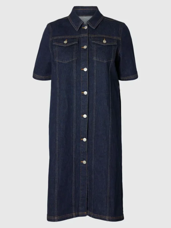 Kjoler>SELECTED KORTÆRMET DENIMKJOLE Blue