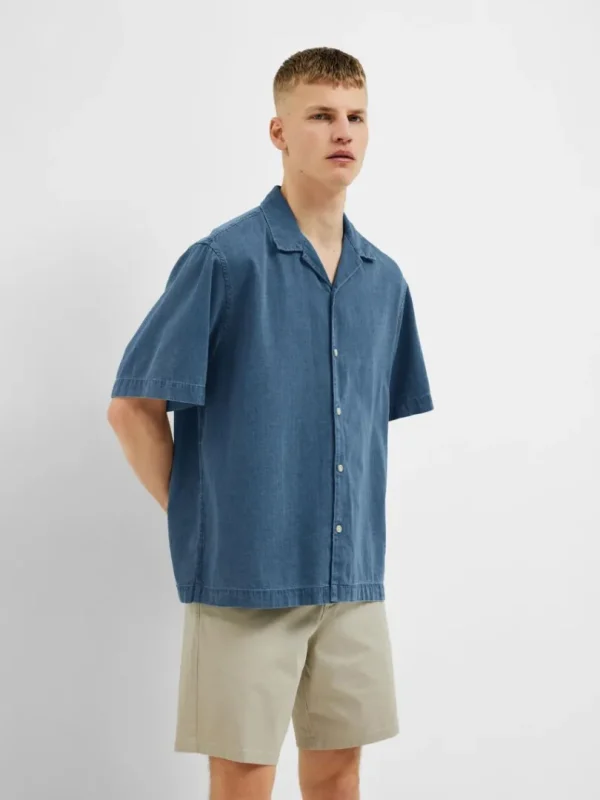 Skjorter>SELECTED KORTÆRMET DENIMSKJORTE Blue