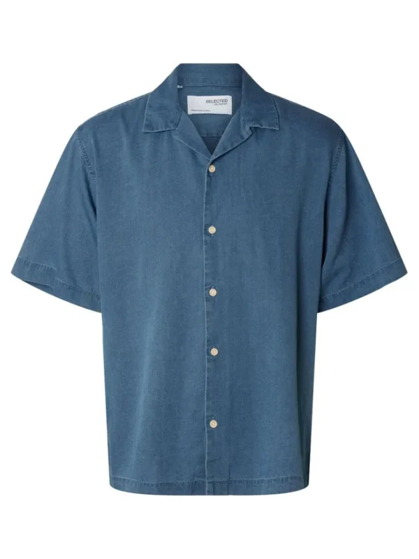 Skjorter>SELECTED KORTÆRMET DENIMSKJORTE Blue