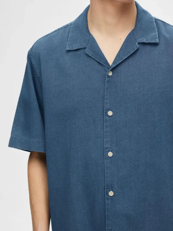 Skjorter>SELECTED KORTÆRMET DENIMSKJORTE Blue