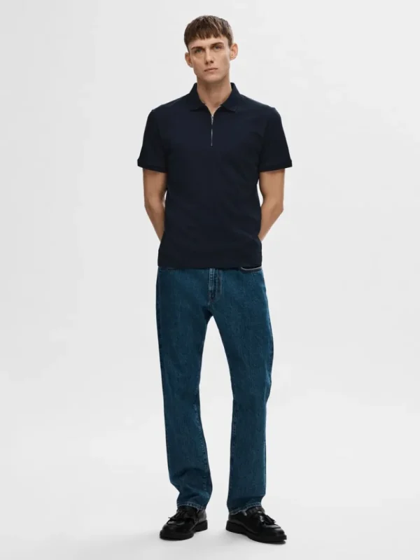 Poloer>SELECTED KORTÆRMET LYNLÅS POLO Blue