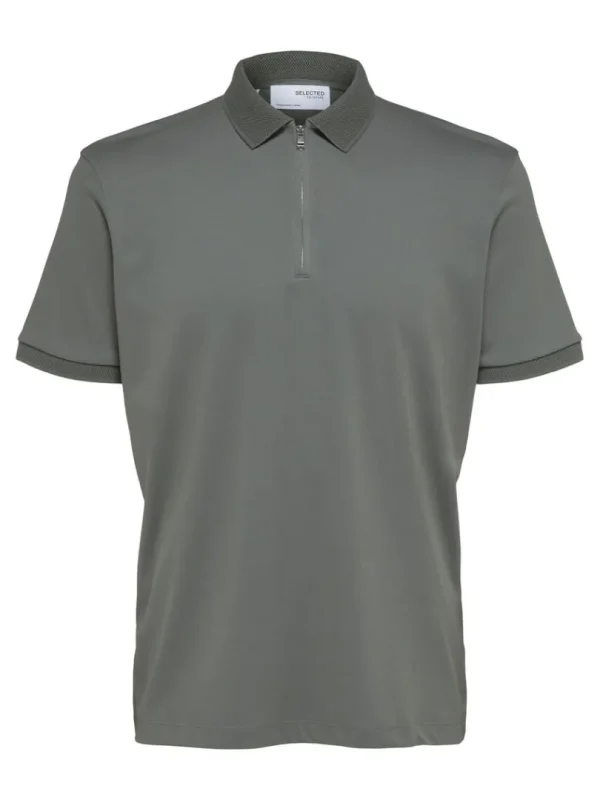 Poloer>SELECTED KORTÆRMET LYNLÅS POLO Green