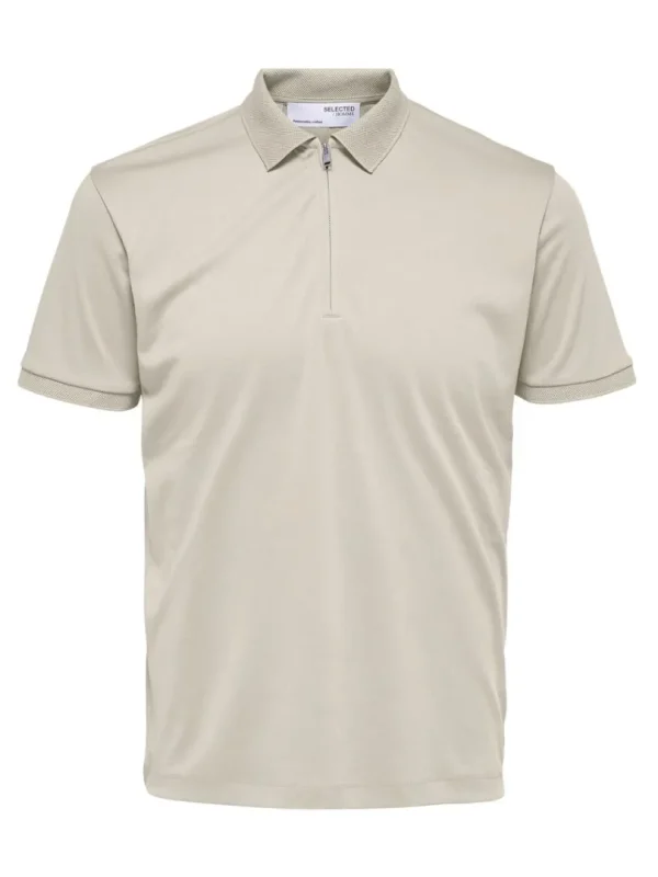 Poloer>SELECTED KORTÆRMET LYNLÅS POLO Beige