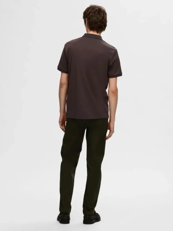 Poloer>SELECTED KORTÆRMET LYNLÅS POLO Brown