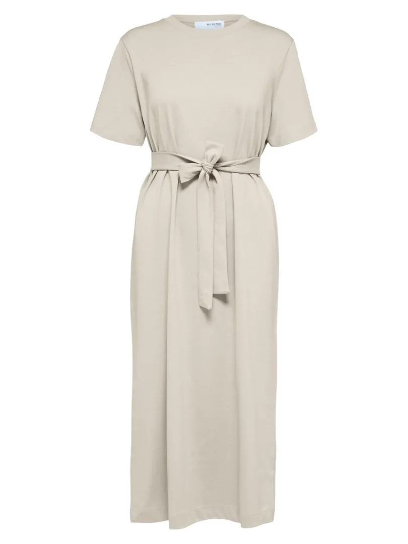 kortrmet_midikjole_5.webp Kjoler>SELECTED KORTÆRMET MIDIKJOLE Beige