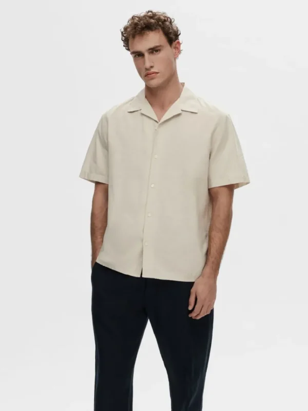 Skjorter>SELECTED KORTÆRMET SKJORTE Beige