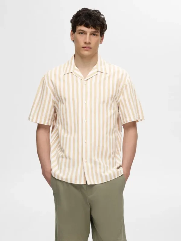 Skjorter>SELECTED KORTÆRMET SKJORTE Beige