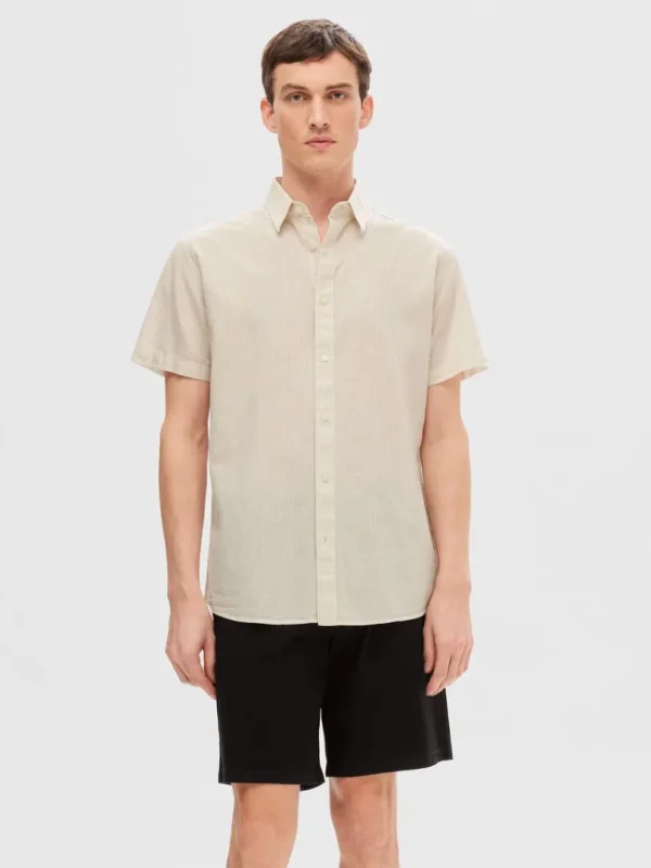 Skjorter>SELECTED KORTÆRMET SKJORTE Beige