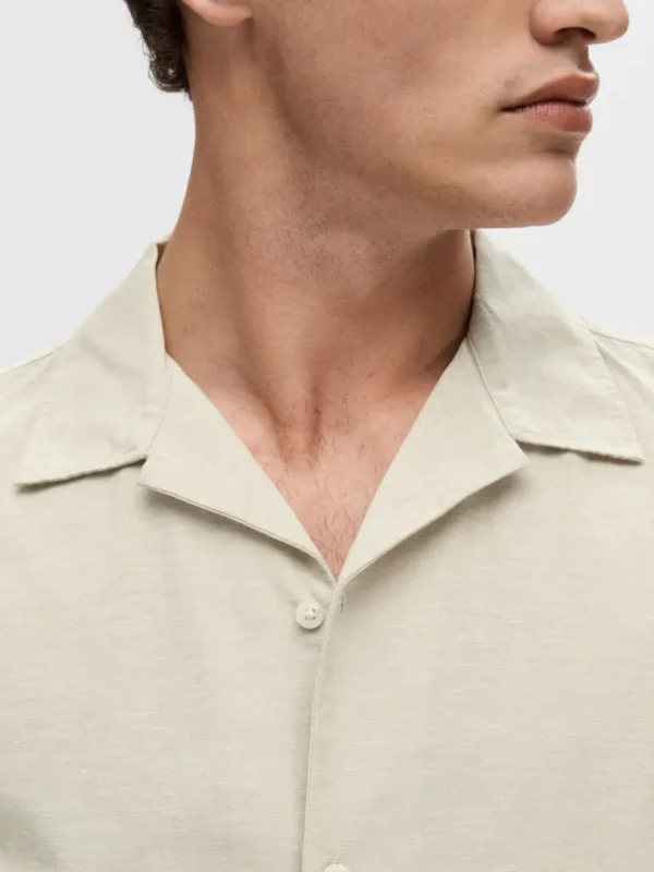 Skjorter>SELECTED KORTÆRMET SKJORTE Beige