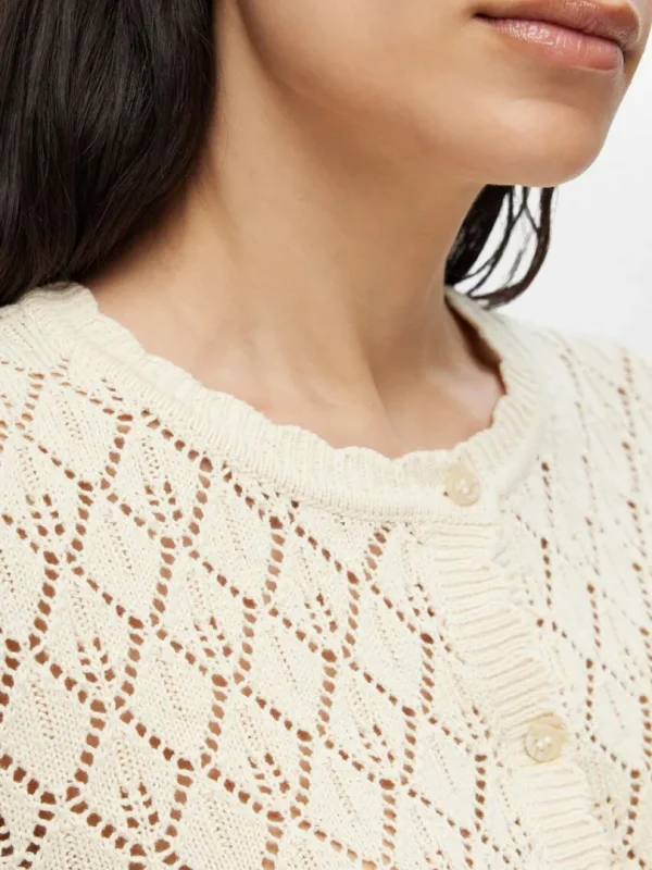 Strik>SELECTED KORTÆRMET STRIKKET CARDIGAN Beige