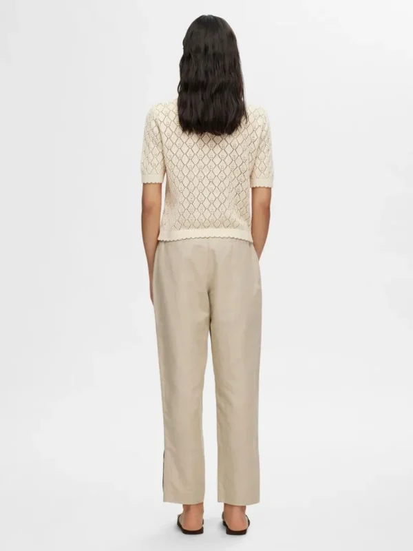 Strik>SELECTED KORTÆRMET STRIKKET CARDIGAN Beige