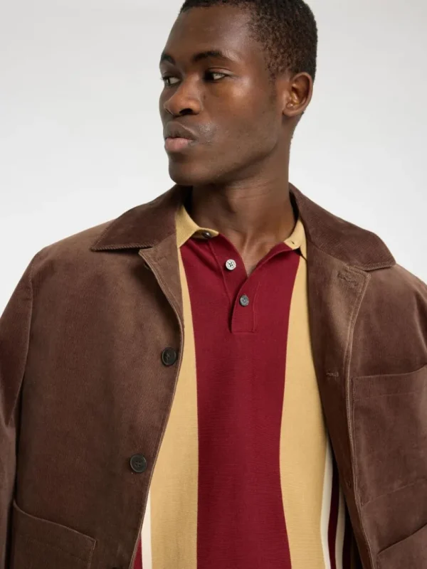 Poloer | Strik>SELECTED KORTÆRMET STRIKKET POLOSHIRT Brown