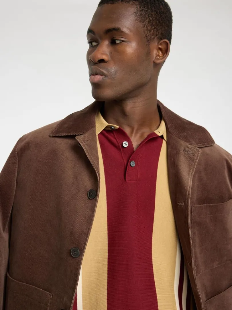kortrmet_strikket_poloshi_2.webp Poloer | Strik>SELECTED KORTÆRMET STRIKKET POLOSHIRT Brown