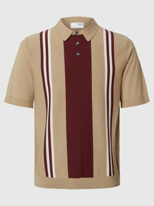 Poloer | Strik>SELECTED KORTÆRMET STRIKKET POLOSHIRT Brown
