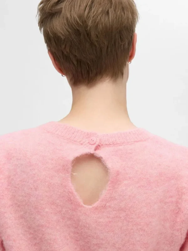 Strik>SELECTED KORTÆRMET STRIKKET TOP Pink