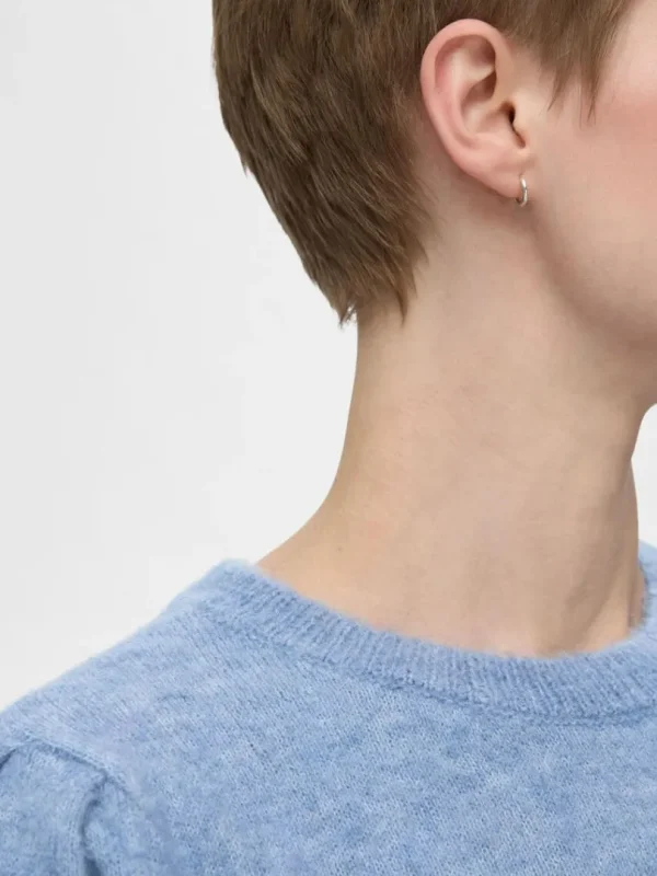 Strik>SELECTED KORTÆRMET STRIKKET TOP Blue