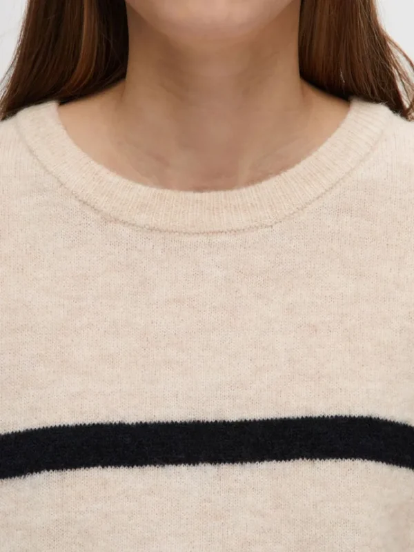 Strik>SELECTED KORTÆRMET STRIKKET TOP Beige